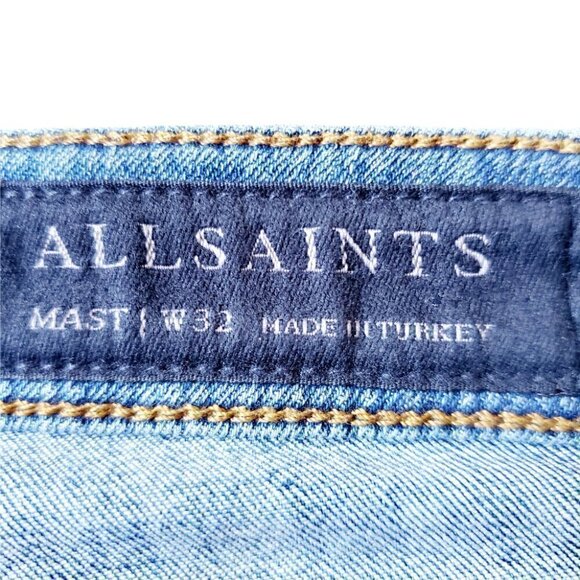 All Saints Women's Jeans Size 32 Blue Retro Skinny  Denim - Picture 3 of 7